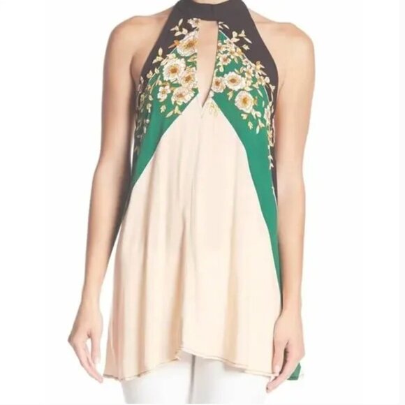 Free People Beat of My Heart Tunic Mini Dress Halter Sleeveless Floral Small - Picture 12 of 13